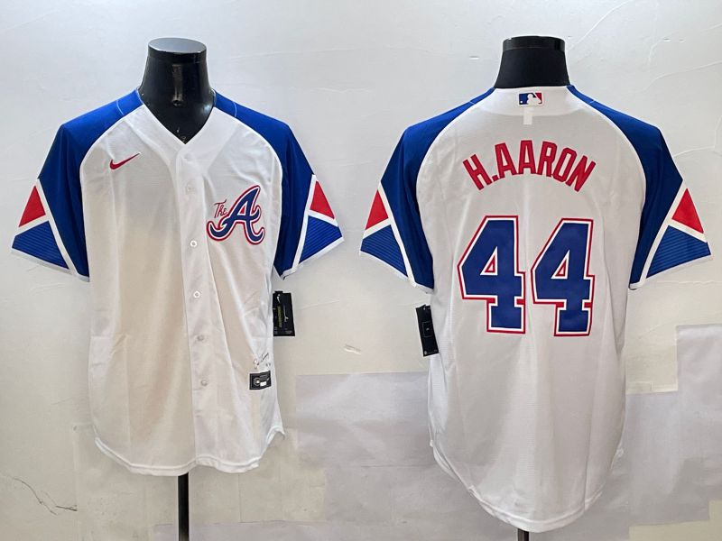 Men Atlanta Braves #44 H.Aaron White City Edition 2025 Nike MLB Jersey style 4->new york mets->MLB Jersey